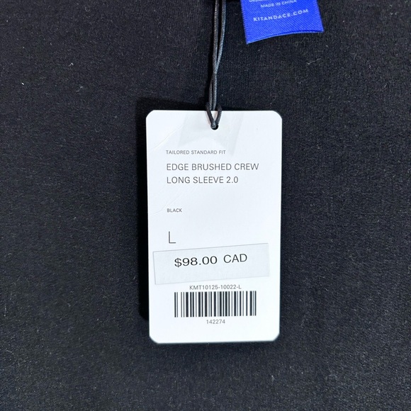 KIT AND ACE Sz L Edge Brushed Crew Neck Tulip Style Hem Long Sleeve T-Shirt NEW - Picture 3 of 12